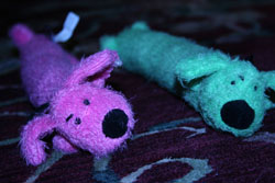 Blue Dog and Pink Dog toys